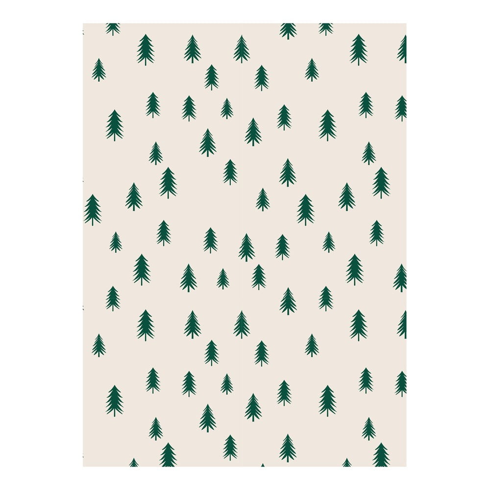 5 hárkov béžovo-zeleného baliaceho papiera eleanor stuart Christmas Trees 50 x 70 cm