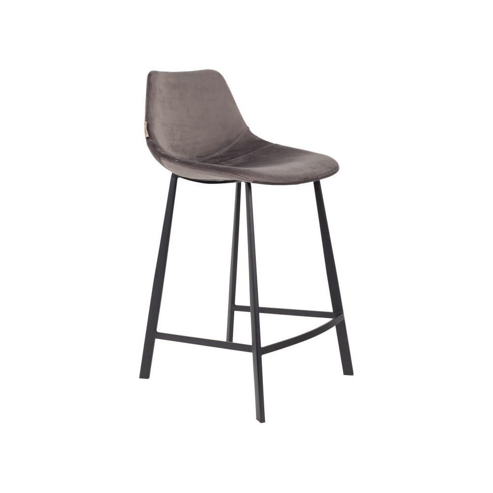 Sada 2 sivých barových stoličiek so zamatovým poťahom Dutchbone výška 91 cm