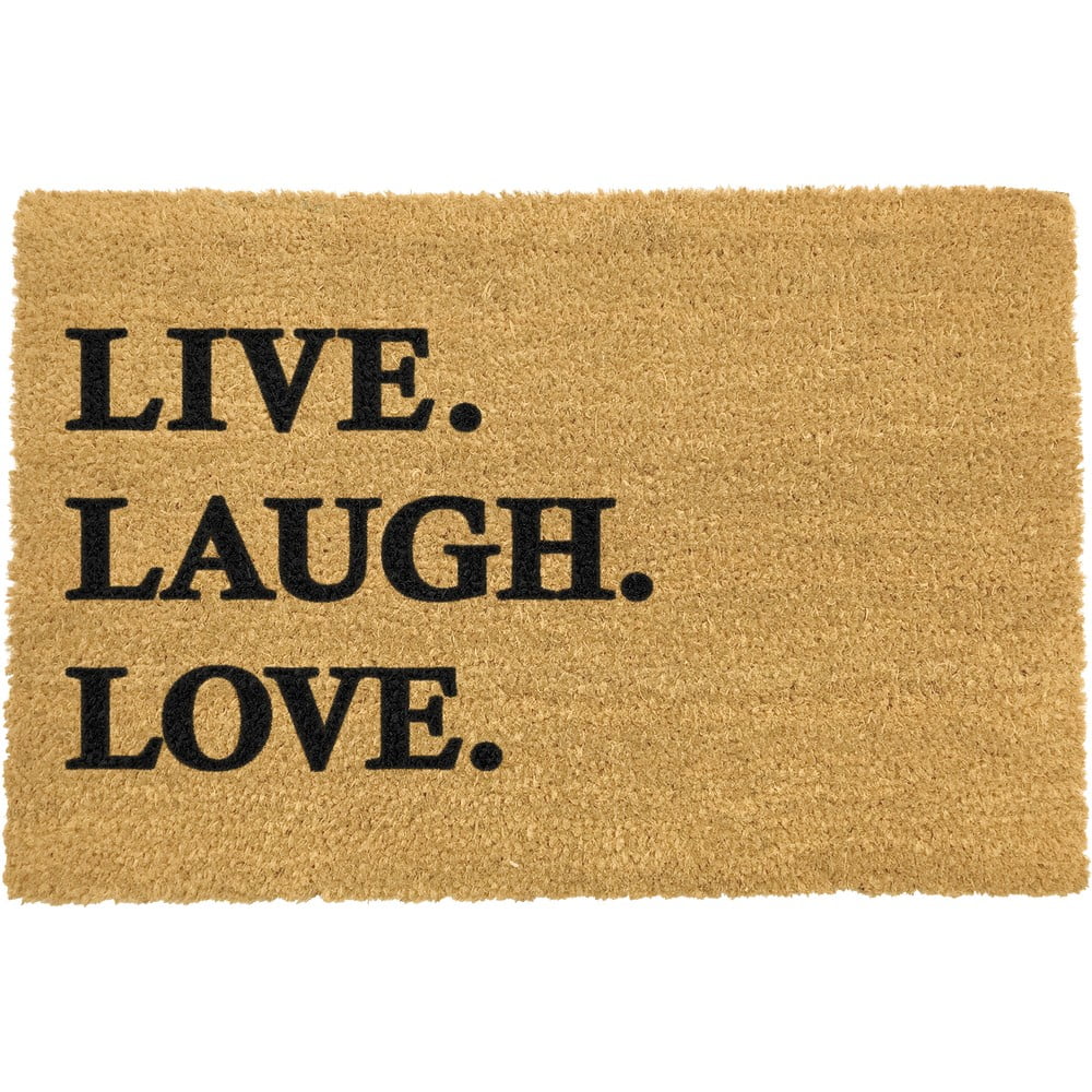 Rohožka z prírodného kokosového vlákna Artsy Doormats Live Laugh Love 40 x 60 cm