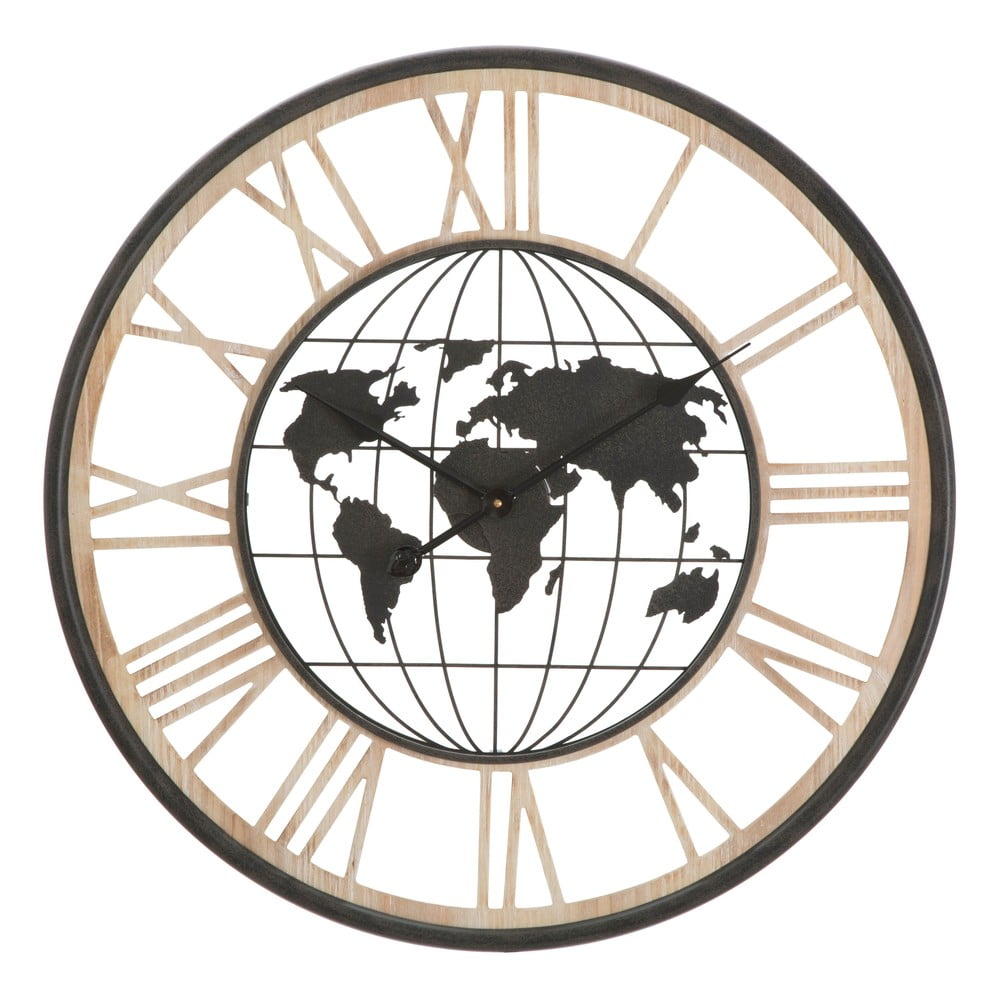 Čierne nástenné hodiny Mauro Ferretti World ø 70 cm