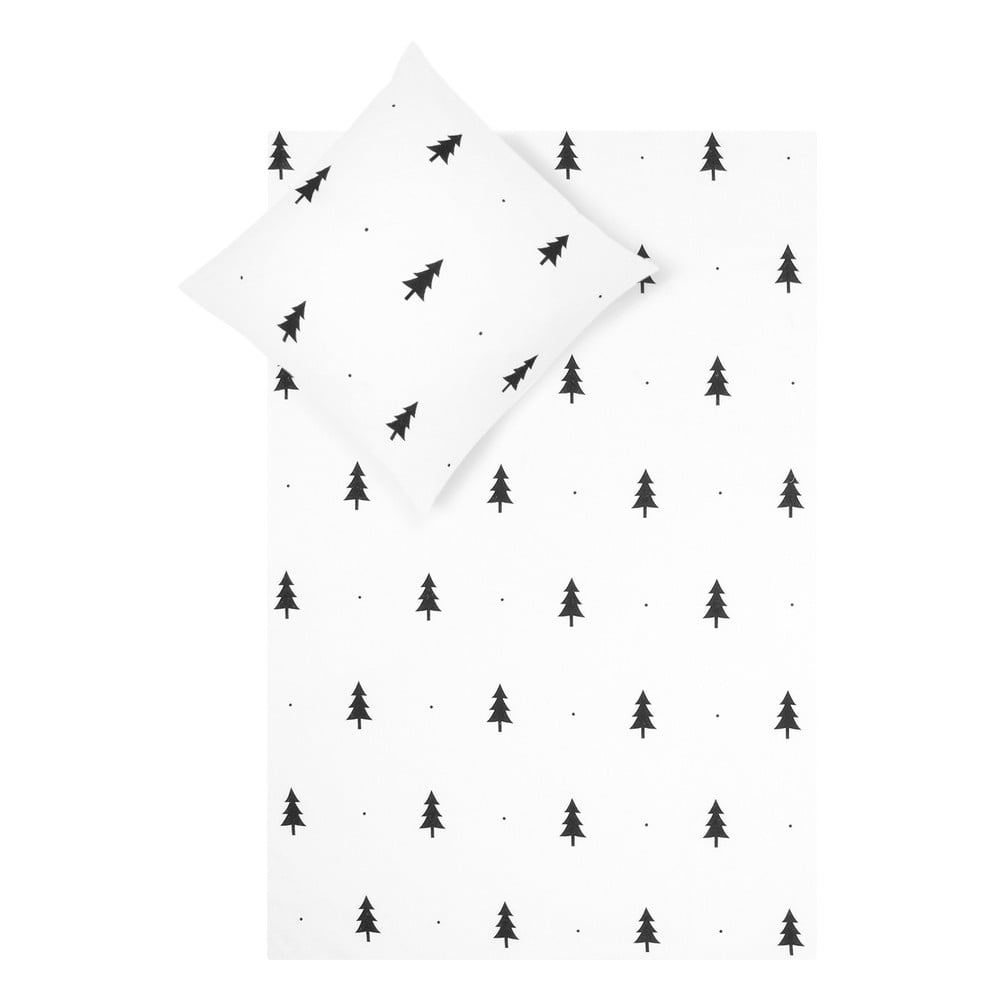 Biele flanelové obliečky na jednolôžko Fovere X-mas Tree 155 x 200 cm