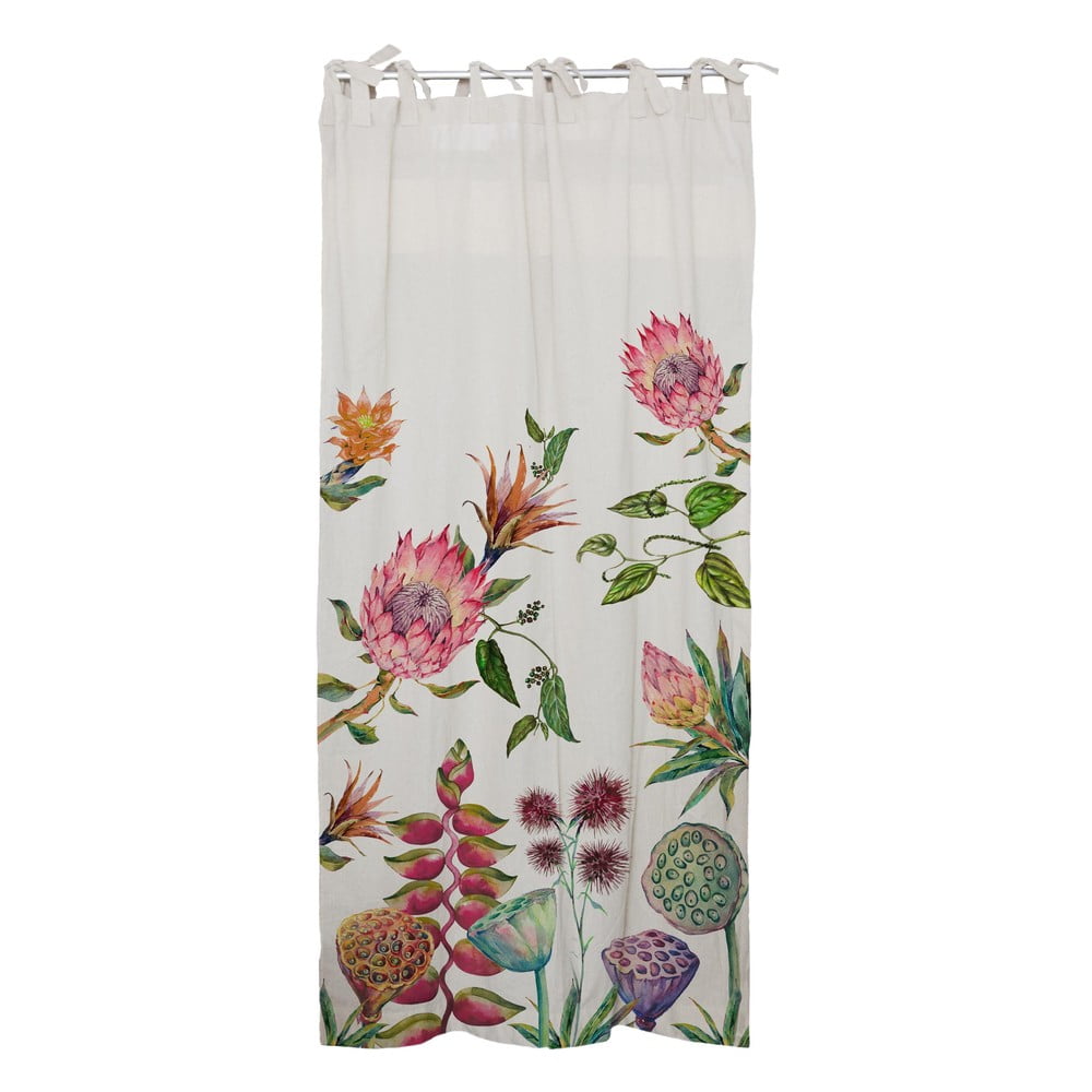 Biela bavlnená záclona Madre Selva Flores Salvajes 250 x 134 cm
