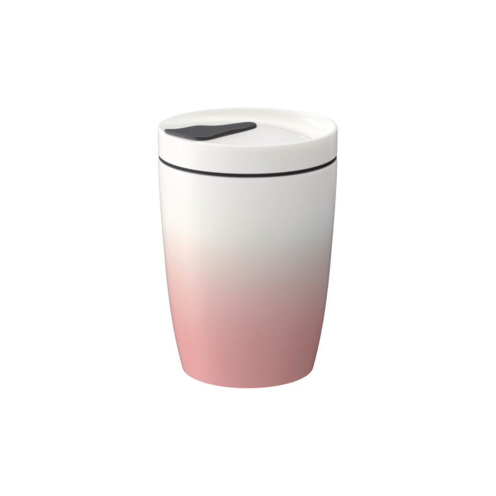 Ružovo-biely porcelánový termohrnček Villeroy  Boch Like To Go 290 ml