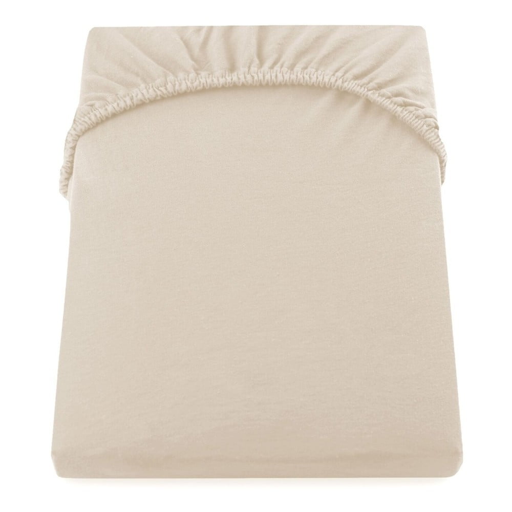 Béžová elastická bavlnená plachta DecoKing Amber Collection 120140 x 200 cm