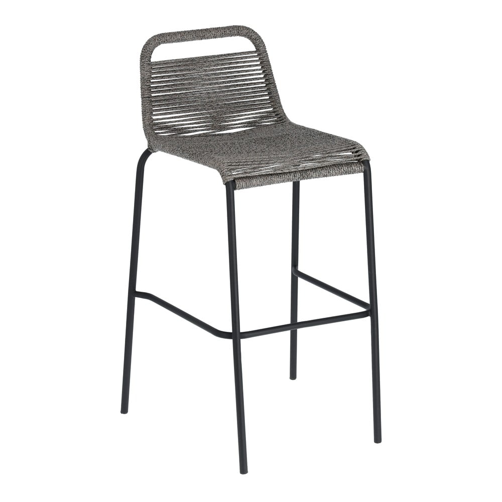 Sivá barová stolička s oceľovou konštrukciou Kave Home Glenville výška 74 cm