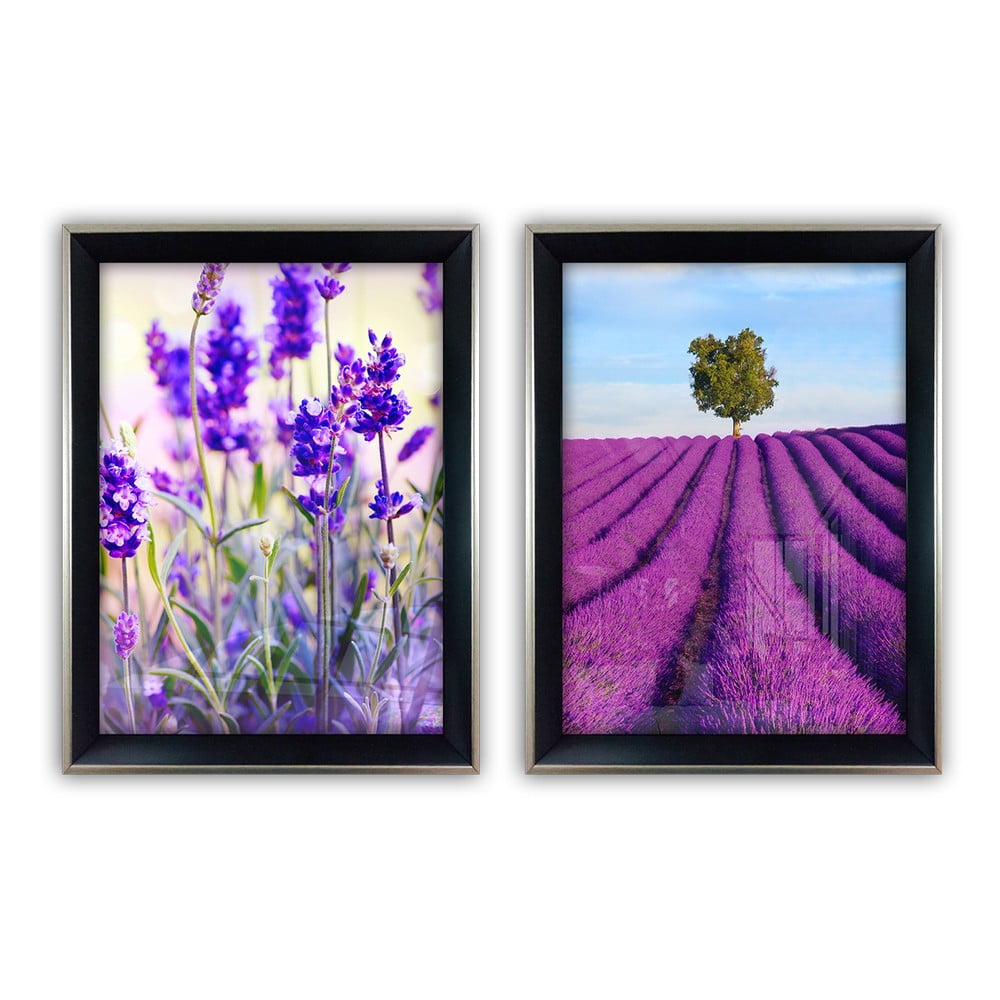 Súprava 2 sklenených obrazov Vavien Artwork Lavender 35 x 45 cm