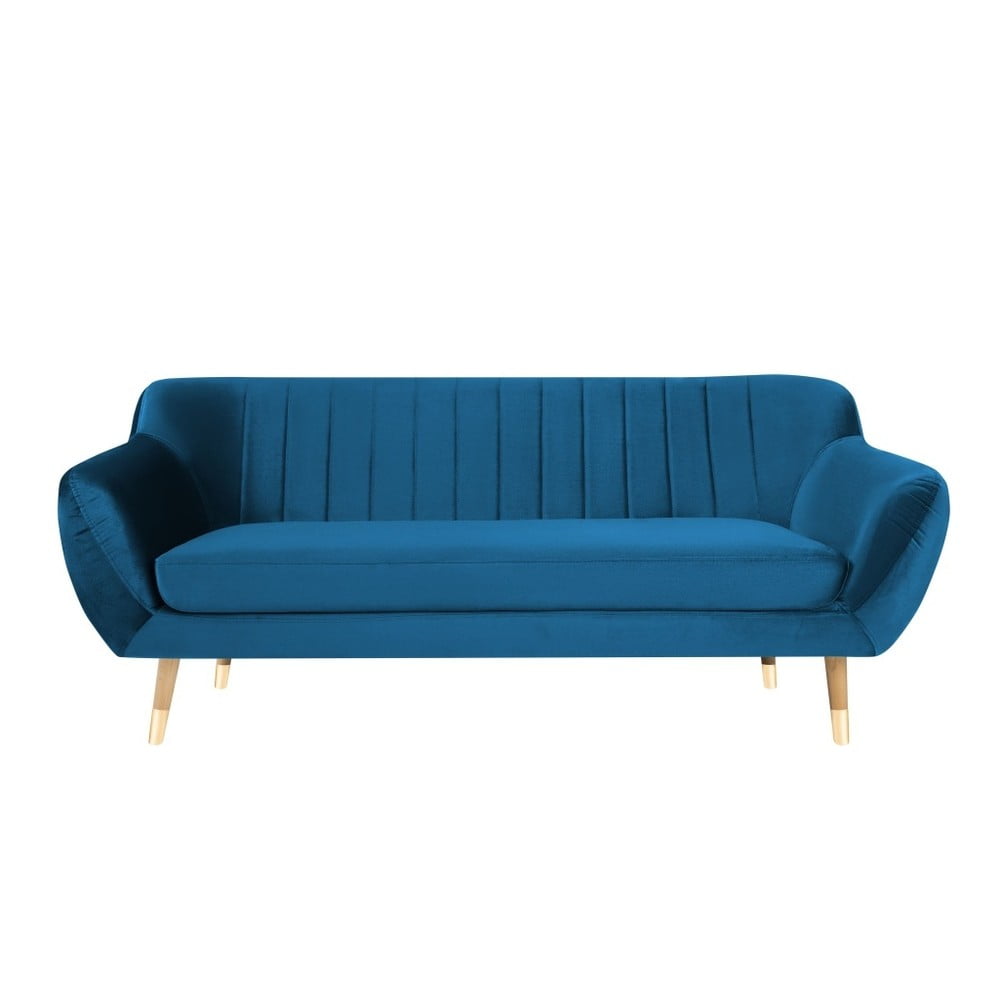 Modrá zamatová pohovka Mazzini Sofas Benito 188 cm