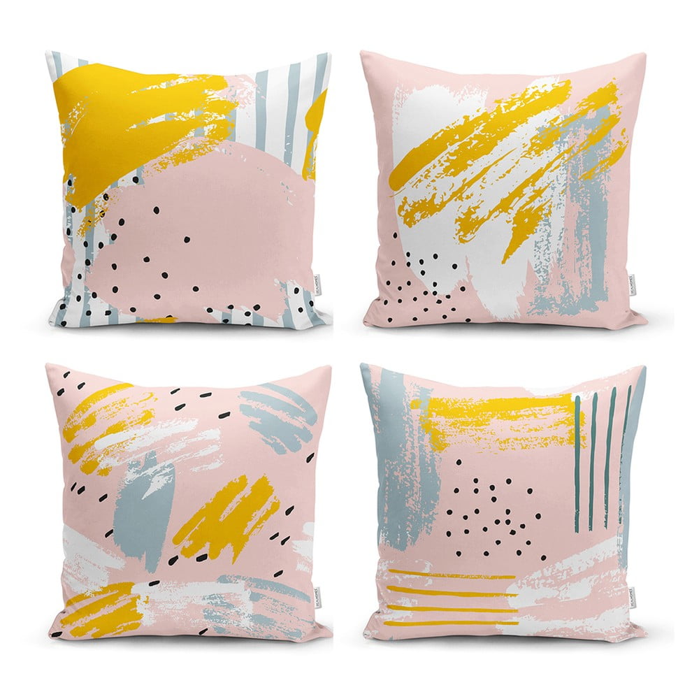 Súprava 4 dekoratívnych obliečok na vankúše Minimalist Cushion Covers Pastel Design 45 x 45 cm