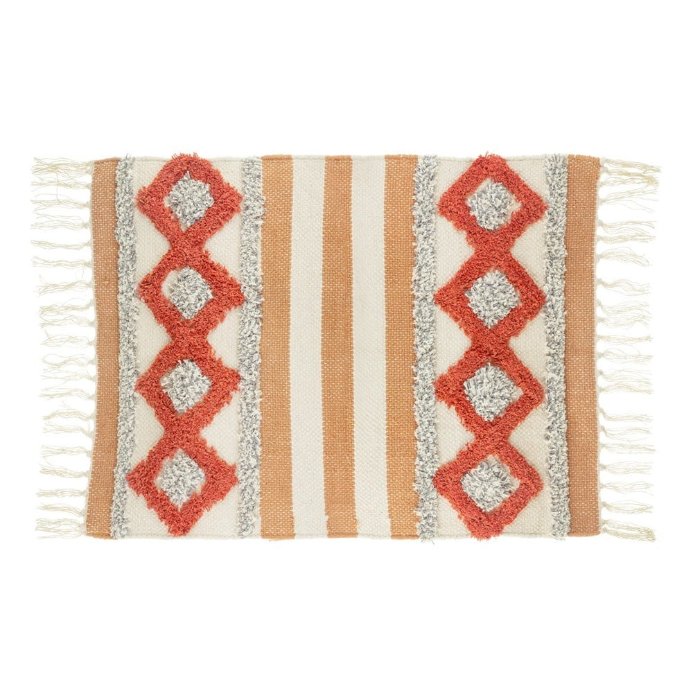 Oranžovo-biely koberec s vysokým podielom bavlny Sass  Belle Arizona 50 x 70 cm
