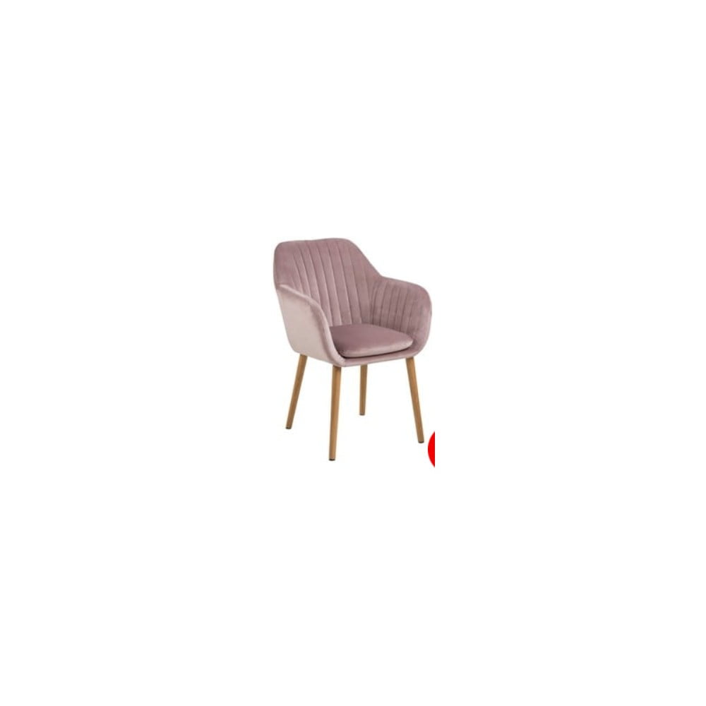 Ružová jedálenská stolička s dreveným podnožím loomidesign Emilia