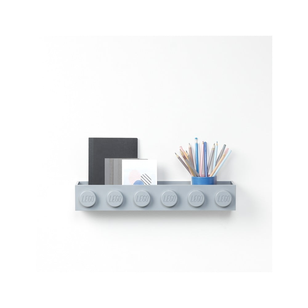 Detská  sivá nástenná polička LEGO® Sleek