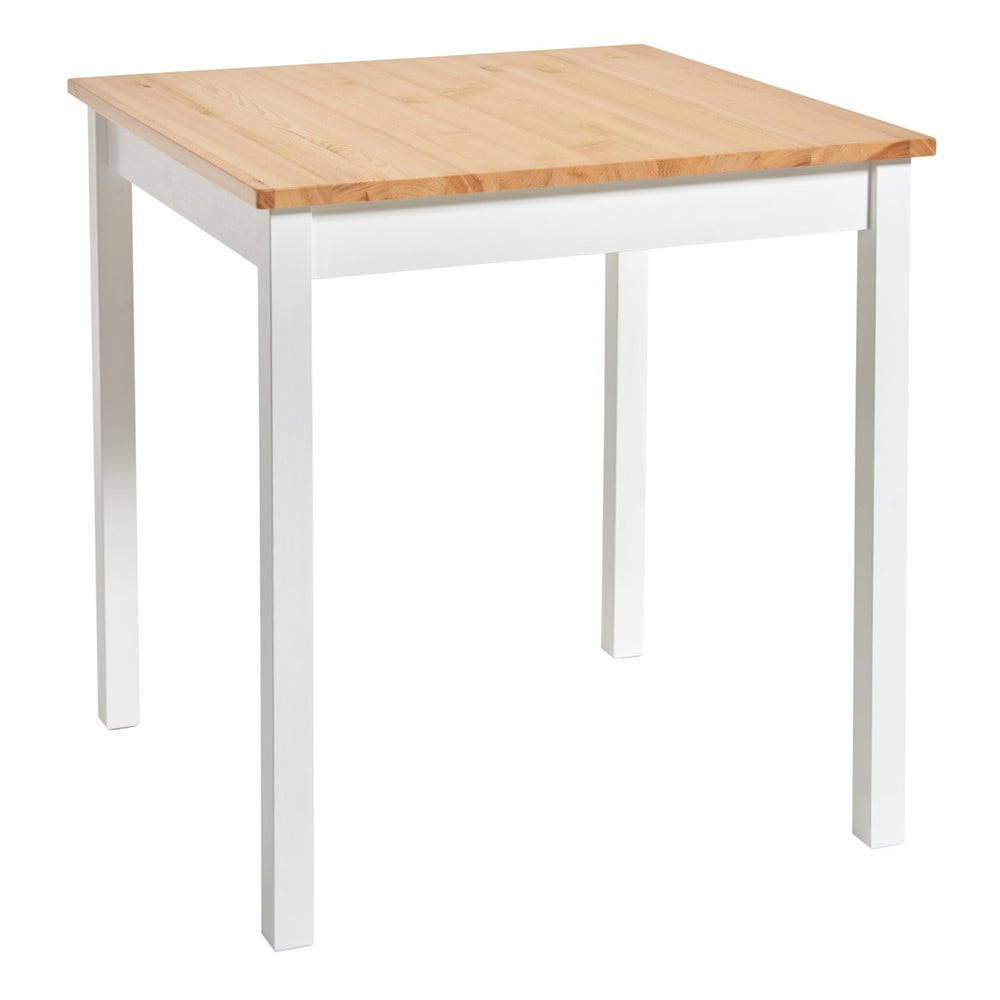 Jedálenský stôl z borovicového dreva s bielou konštrukciou Bonami Essentials Sydney 70 x 70 cm