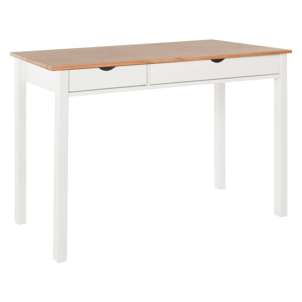 Bielo-hnedý pracovný stôl z borovicového dreva Støraa Gava dĺžka 120 cm