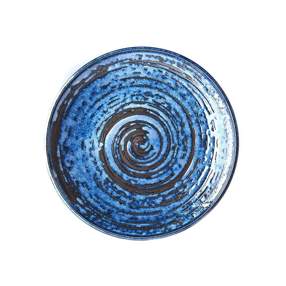 Modrý keramický tanier Mij Copper Swirl ø 25 cm