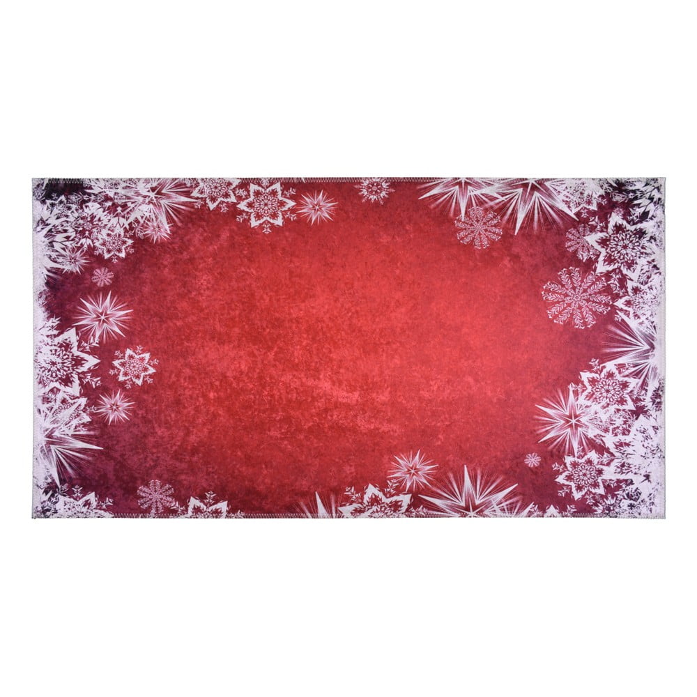 Červeno-biely koberec Vitaus Snowflakes 120 × 160 cm