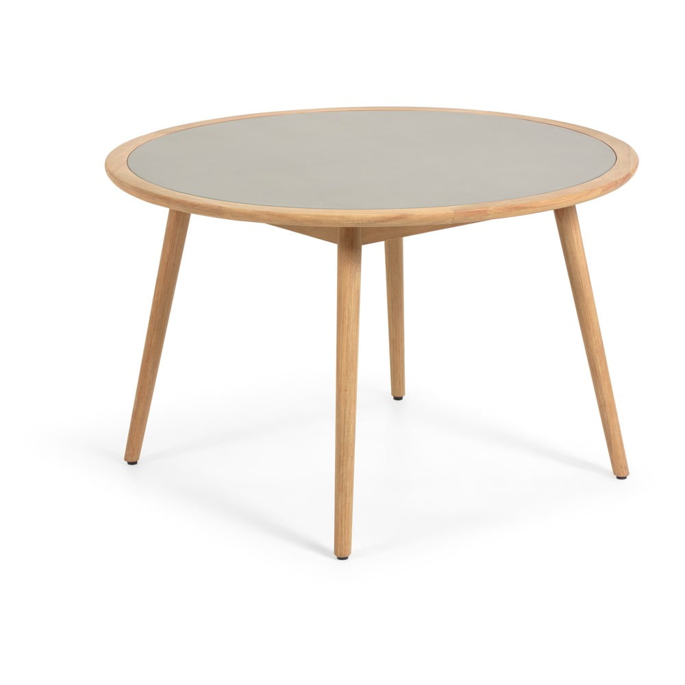 Záhradný stôl z eukalyptového dreva s betónovou doskou Kave Home Glynis Nina ⌀ 120 cm