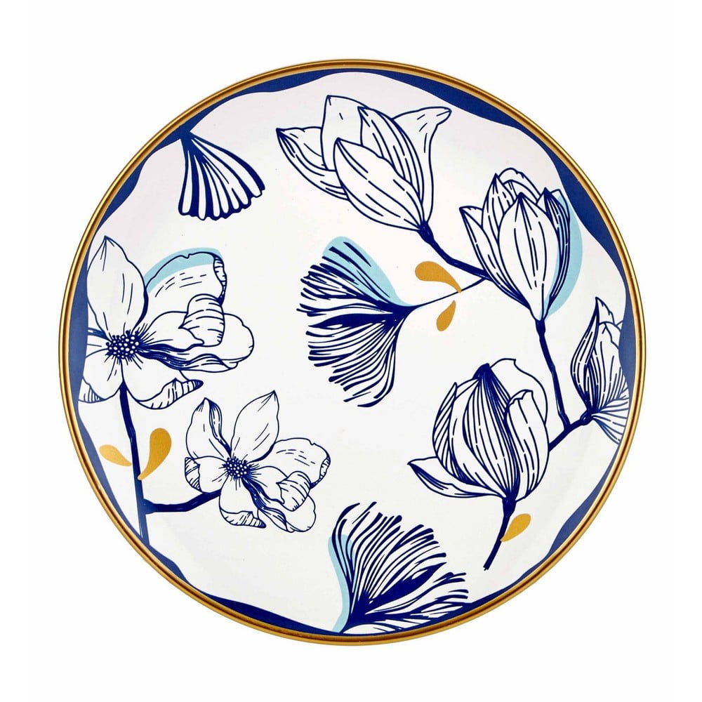 Sada 6 bielych porcelánových dezertných tanierov s modrými kvetmi Mia Bleu Pasta ⌀ 19 cm