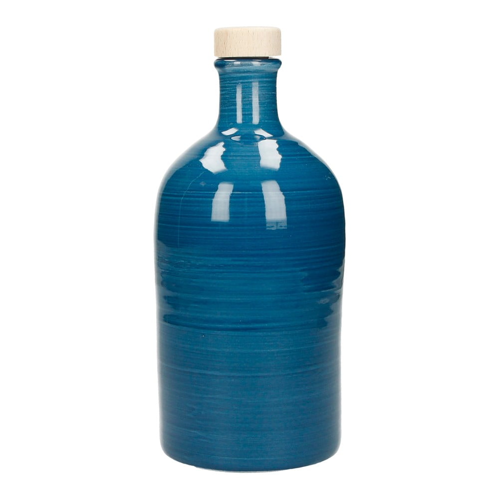 Modrá keramická fľaša na olej Brandani Maiolica 500 ml