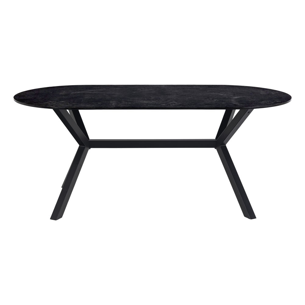 Čierny jedálenský stôl so sklenenou doskou Actona Laxey 180 x 90 cm