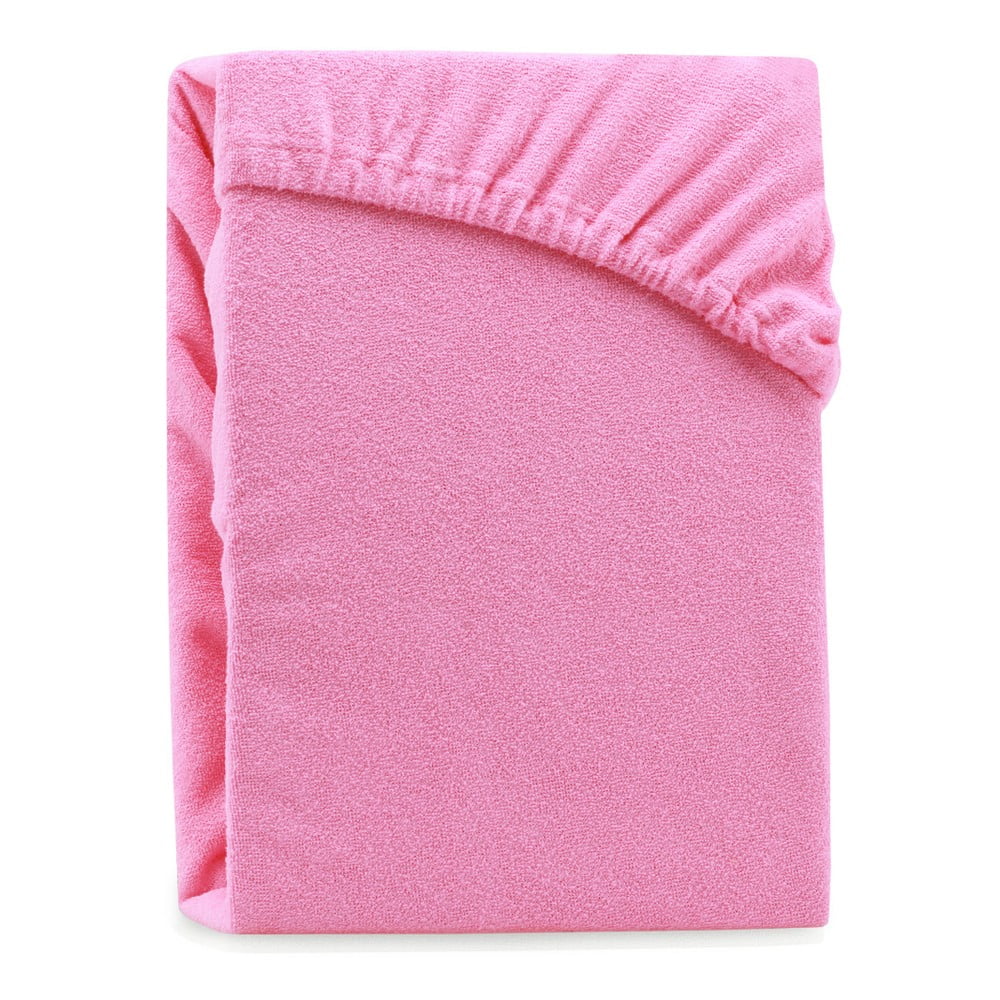 Ružová elastická plachta na dvojlôžko AmeliaHome Ruby Siesta 220-240 x 220 cm