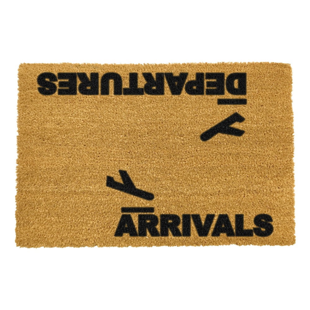 Rohožka z prírodného kokosového vlákna Artsy Doormats Arrivals and Departures 40 x 60 cm