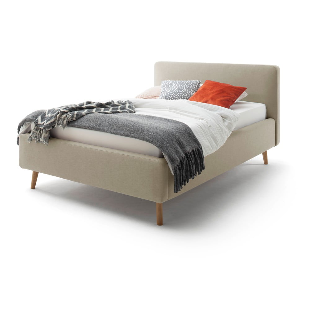 Béžová dvojlôžková posteľ s roštom a úložným priestorom Meise Möbel Mattis 140 x 200 cm