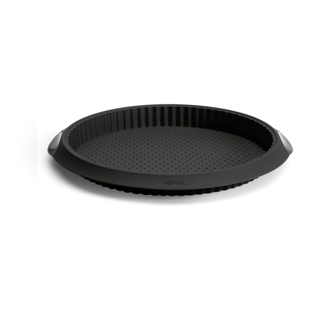 Čierna silikónová forma s dierkami na quiche Lékué ⌀ 28 cm