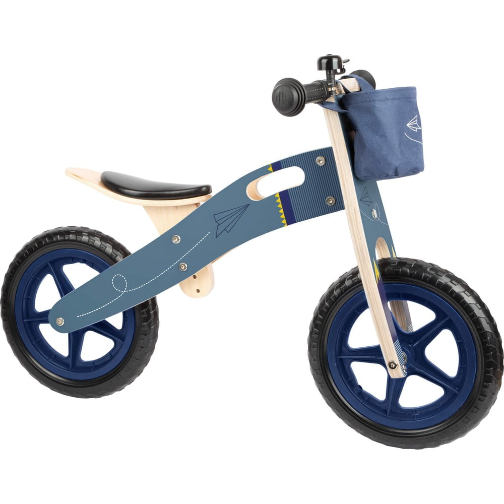Modrý detský balančný bicykel Legler Airplane