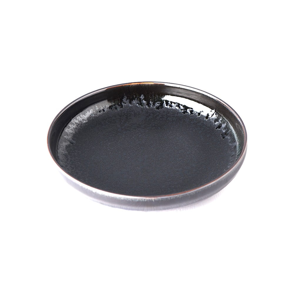 Čierny keramický tanier so zdvihnutým okrajom Mij Matt ø 22 cm