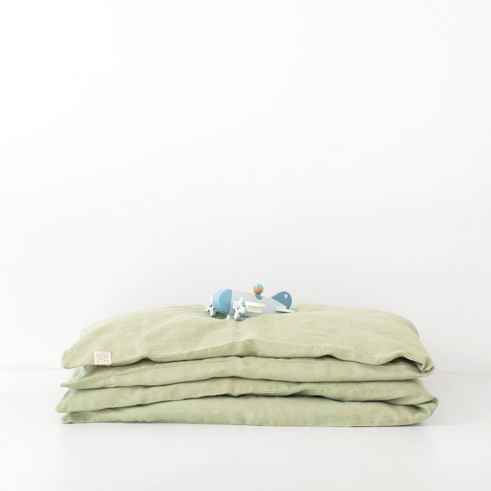 Detské zelené ľanové obliečky Linen Tales Nature 100 x 140 cm
