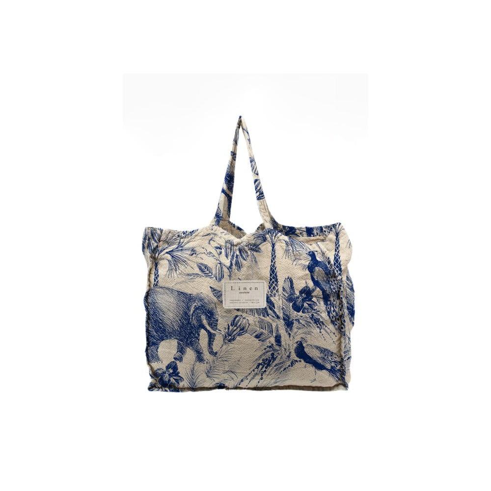 Modro-biela látková nákupná taška Surdic Safari