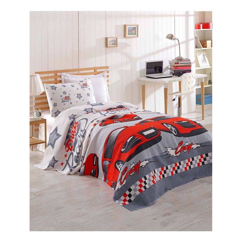 Detská bavlnená prikrývka cez posteľ Eponj Home Cars 160 x 235 cm