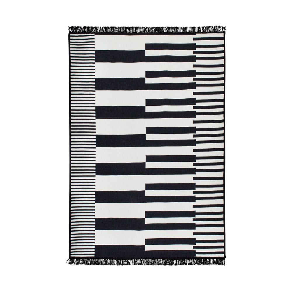 Čierno-biely obojstranný koberec Klotho 80 × 150 cm