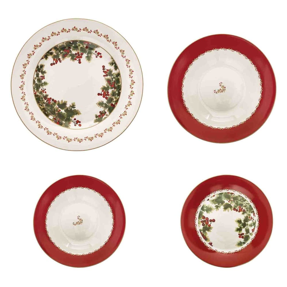 18-dielna porcelánová súprava riadu s vianočným motívom Brandani Le Bacche