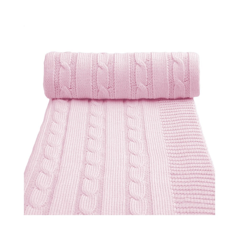 Ružová pletená detská deka s podielom bavlny T-TOMI Spring 80 x 100 cm