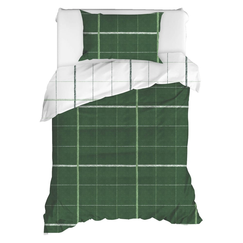 Obliečky na jednolôžko z ranforce bavlny Mijolnir Maya Green 140 × 200 cm