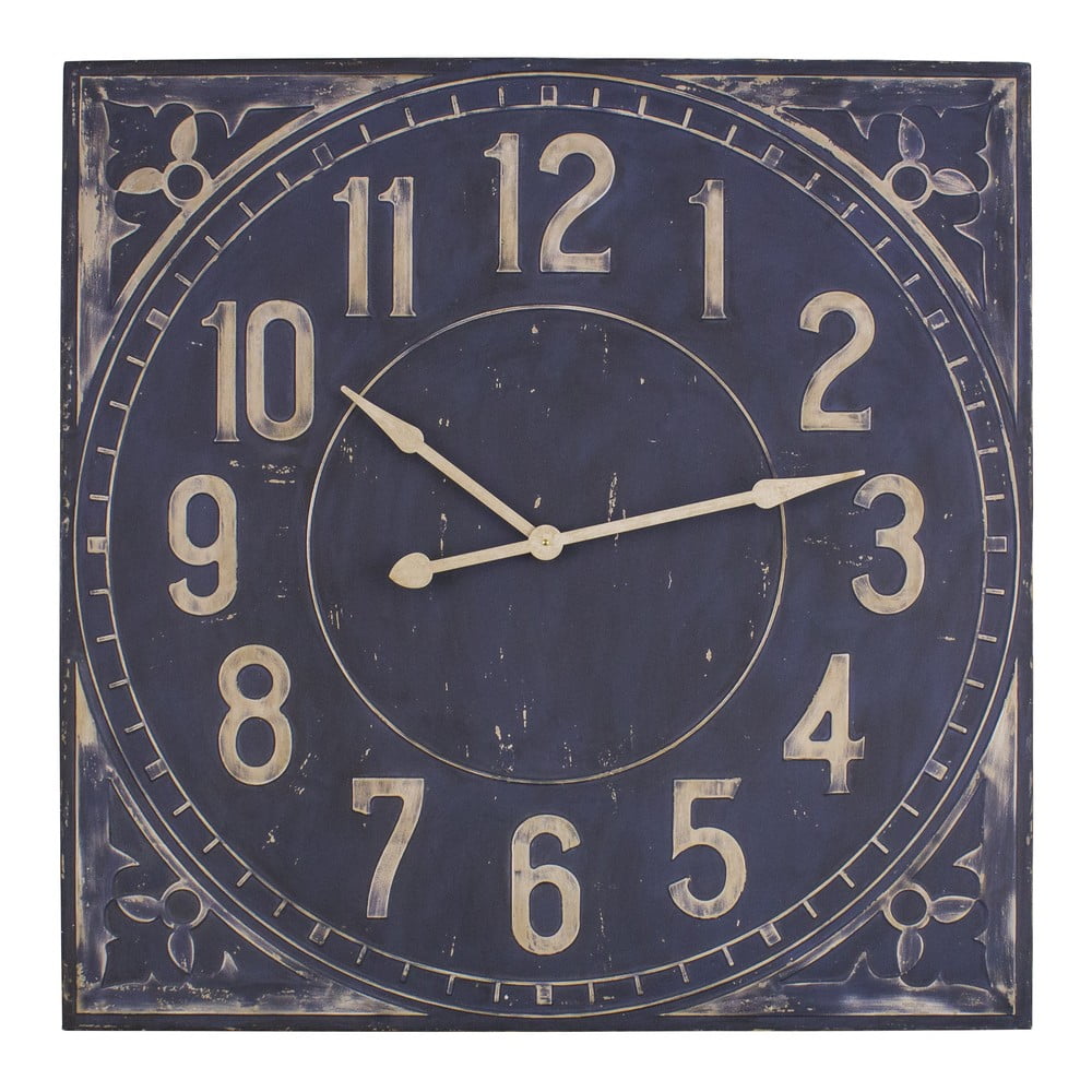 Modré nástenné hodiny Antic Line Industrielle 99 x 99 cm