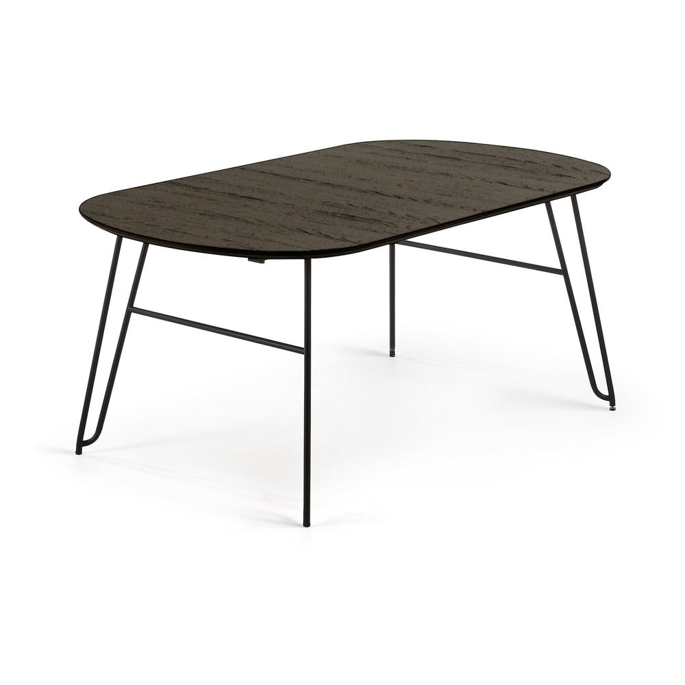 Čierny rozkladací jedálenský stôl Kave Home Norfort 170 x 100 cm