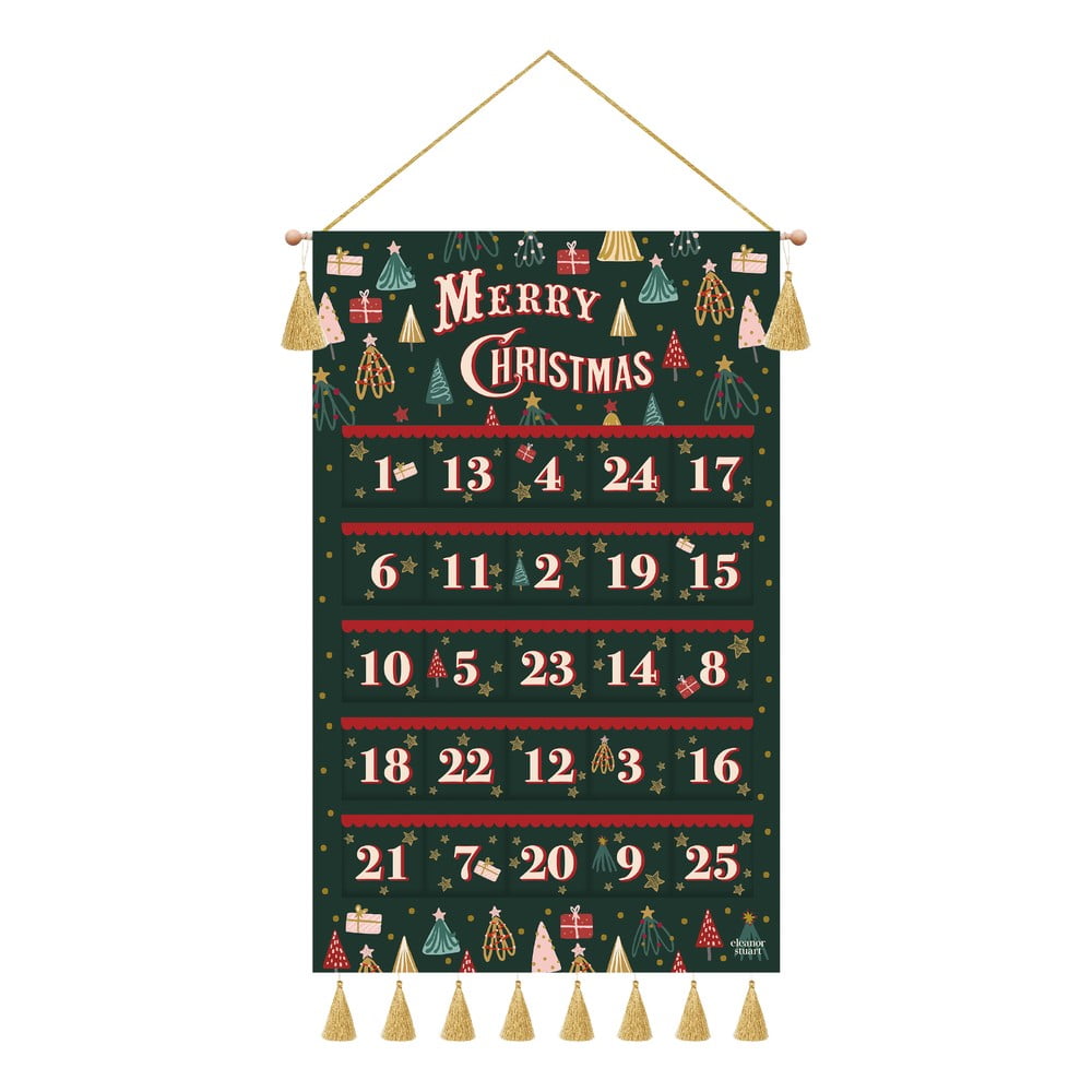 Nástenný bavlnený adventný kalendár eleanor stuart 52 x 88 cm
