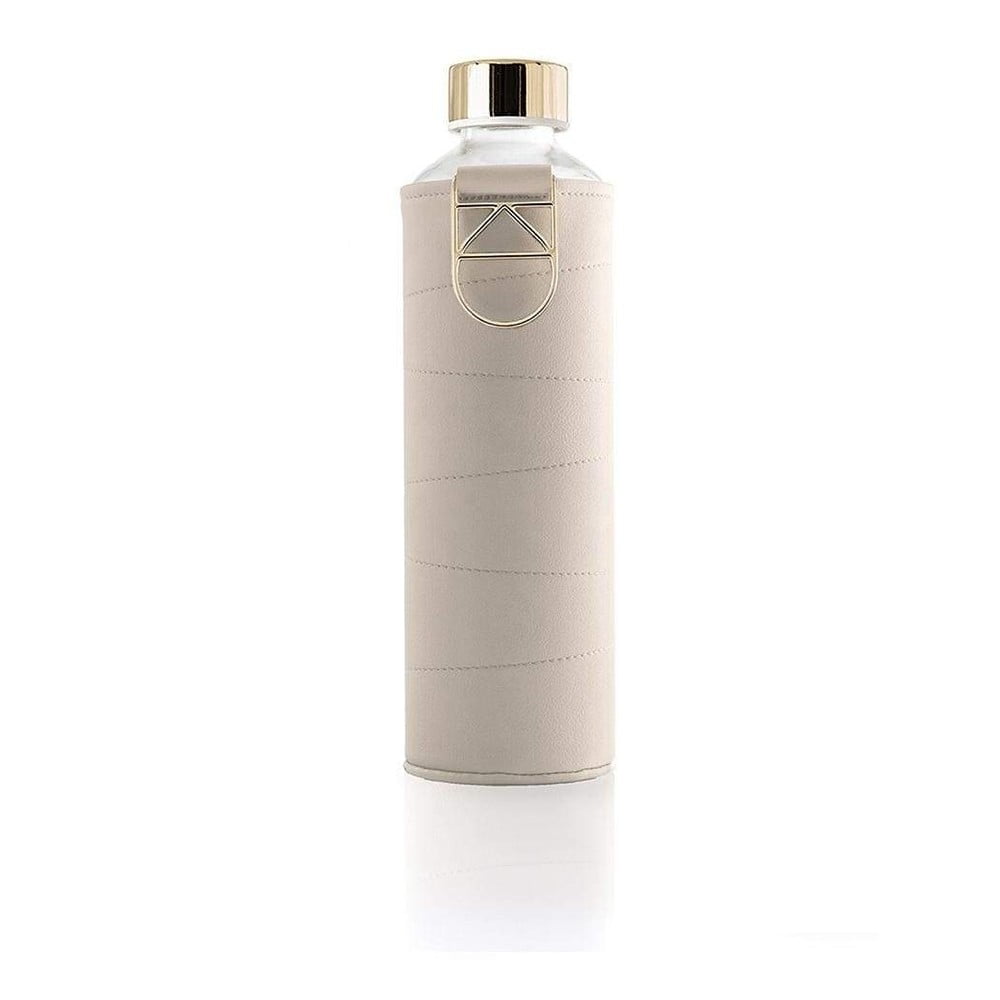 Béžová sklenená fľaša z borosilikátového skla s obalom z umelej kože Equa Mismatch 750 ml