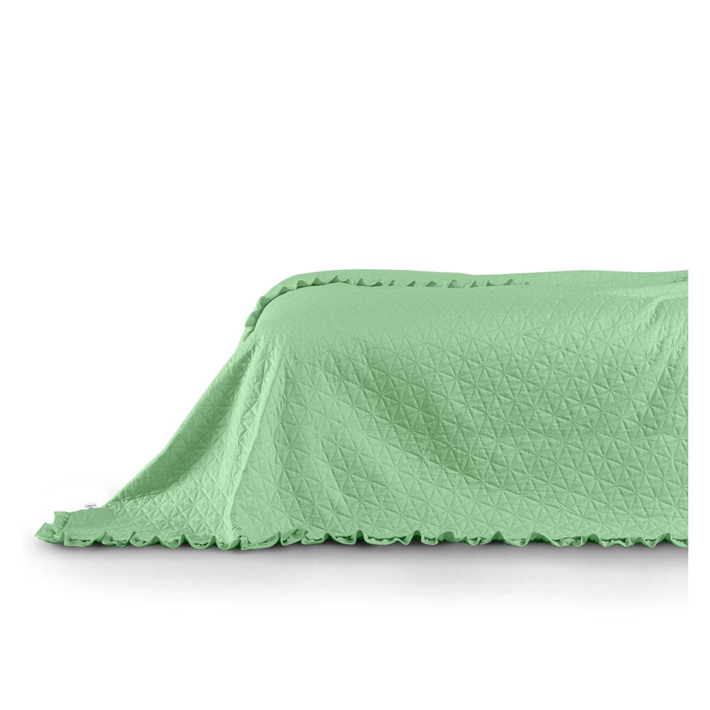 Zelený pléd cez posteľ AmeliaHome Tilia Mint 220 x 240 cm