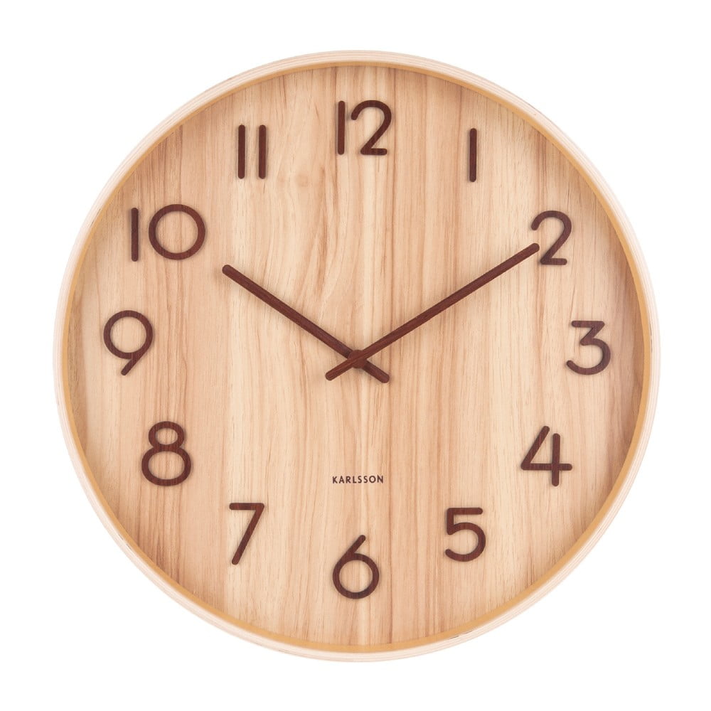 Svetlohnedé nástenné hodiny z lipového dreva Karlsson Pure Medium ø 40 cm