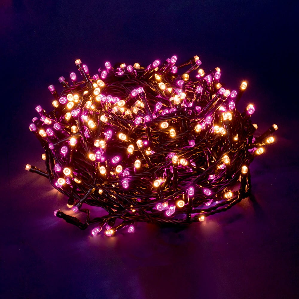 Ružovo-béžová svetelná LED reťaz Unimasa 100 svetielok