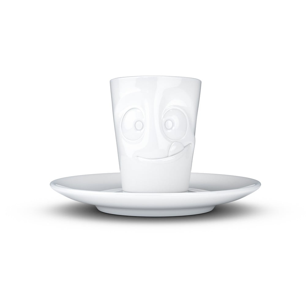 Biela maškrtná porcelánová šálka na espresso s tanierikom 58products objem 80 ml