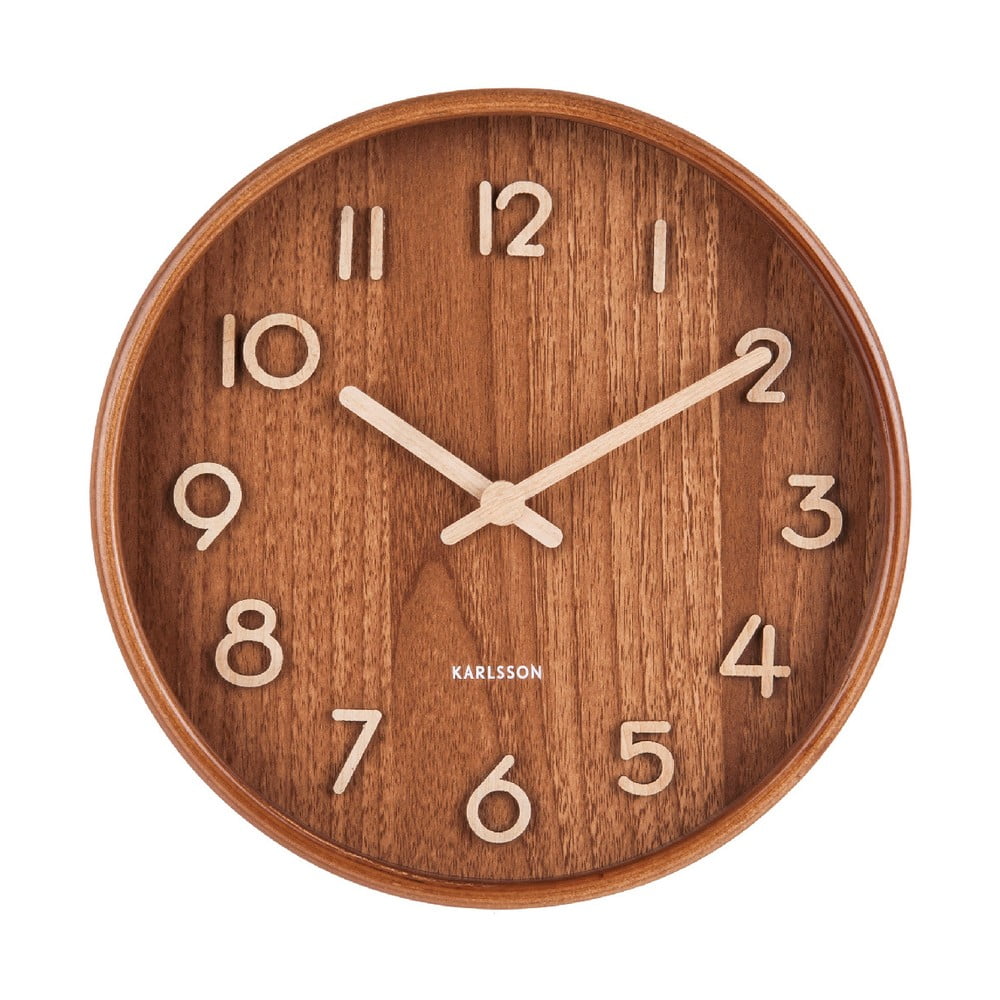 Hnedé nástenné hodiny z lipového dreva Karlsson Pure Small ø 22 cm