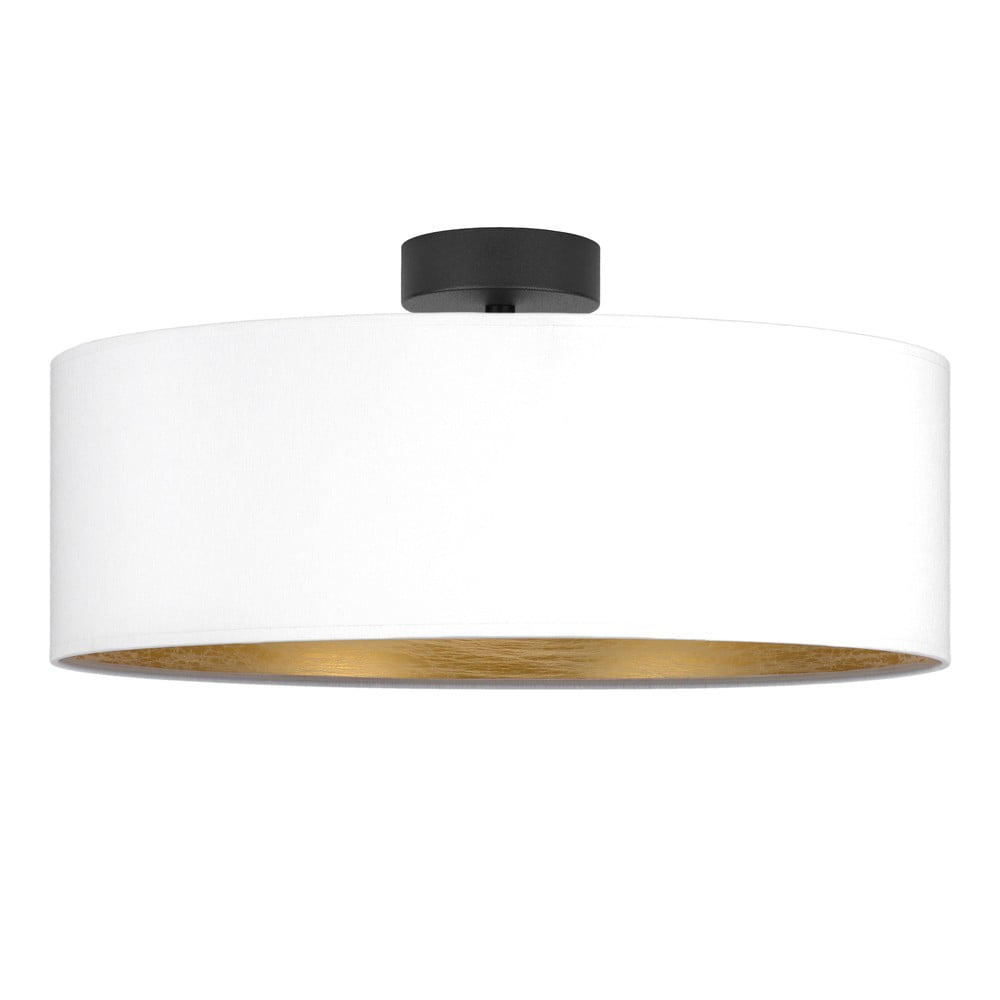 Biele stropné svietidlo s detailom v zlatej farbe Bulb Attack Tres XL ⌀ 45 cm