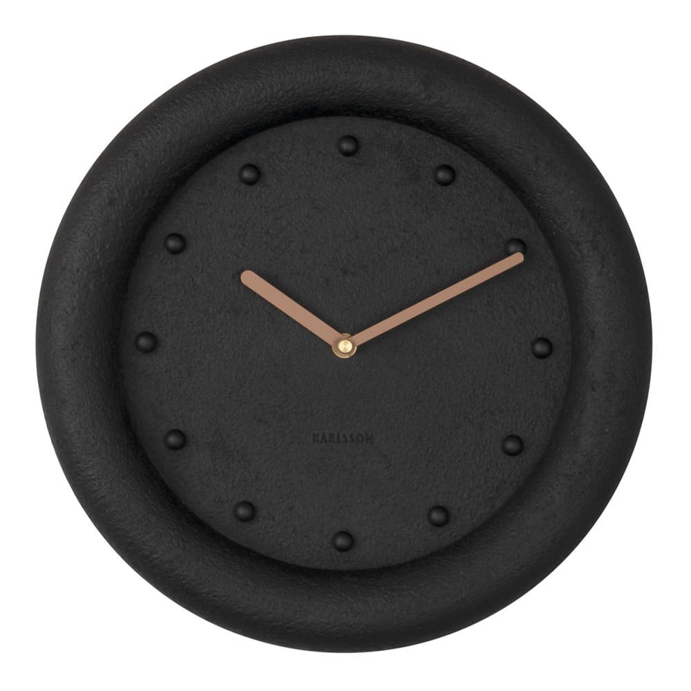 Čierne nástenné hodiny Karlsson Petra ø 30 cm