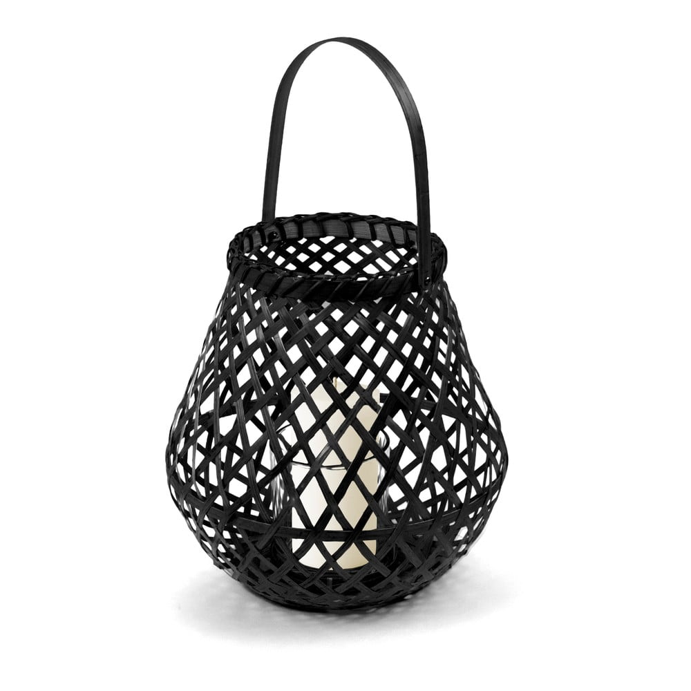 Čierny bambusový lampáš Compactor Bamboo Lantern ⌀ 25 cm