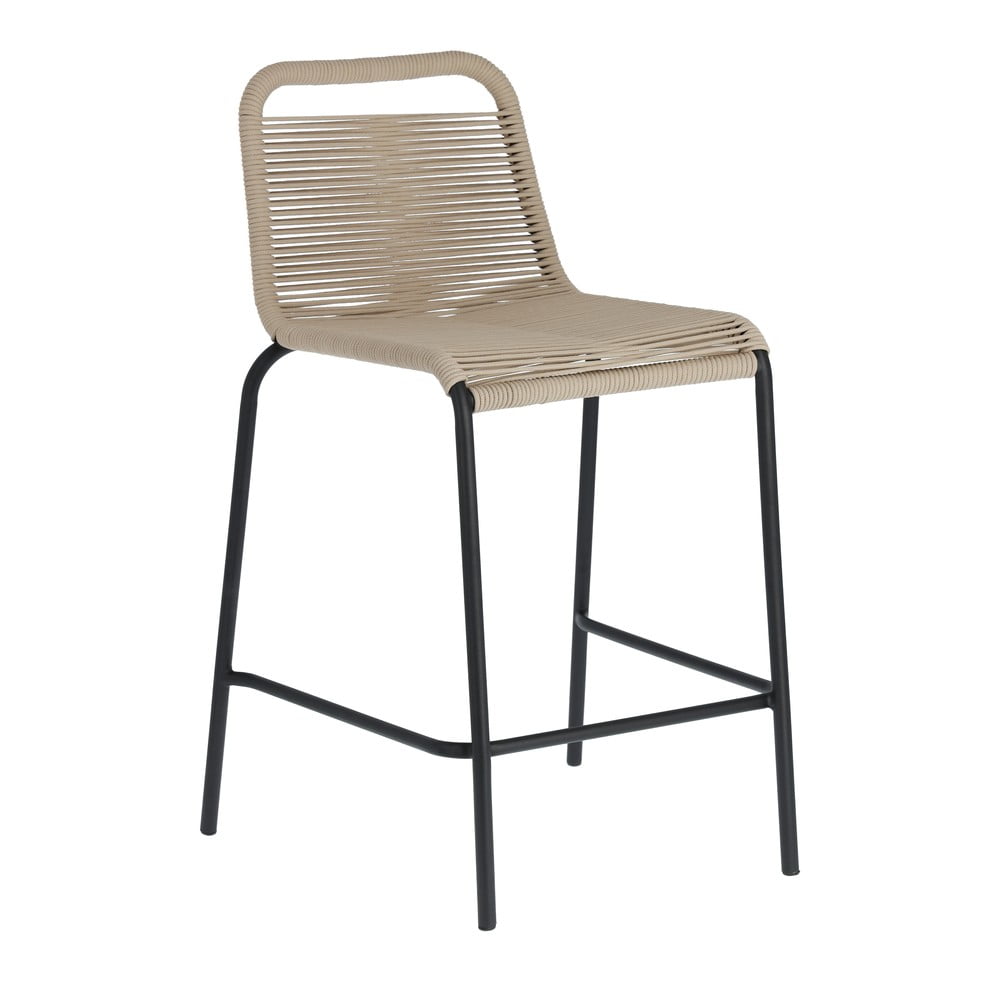 Béžová barová stolička s oceľovou konštrukciou Kave Home Glenville výška 62 cm