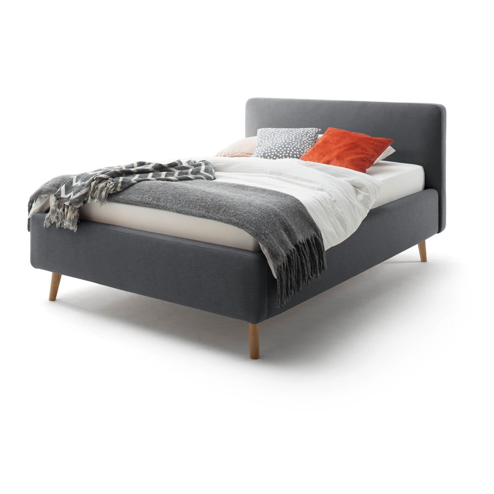 Tmavosivá dvojlôžková posteľ s roštom a úložným priestorom Meise Möbel Mattis 140 x 200 cm